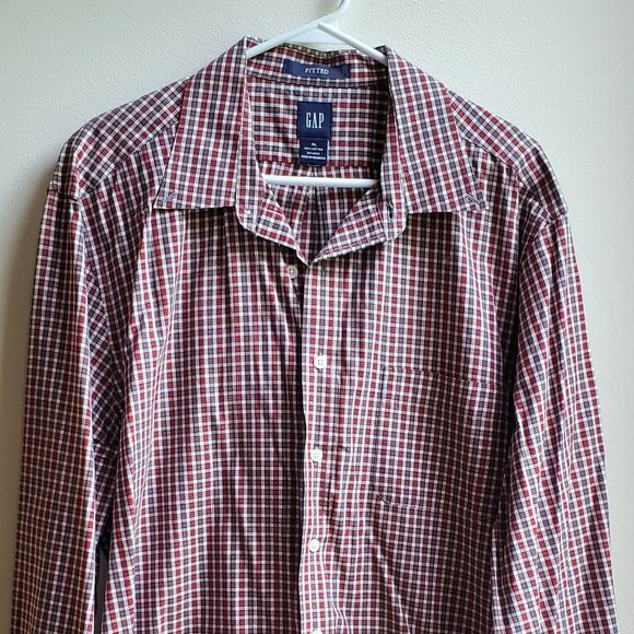NWOT GAP 100% Cotton Fitted Plaid Shirt Size XL - Picture 3 of 16